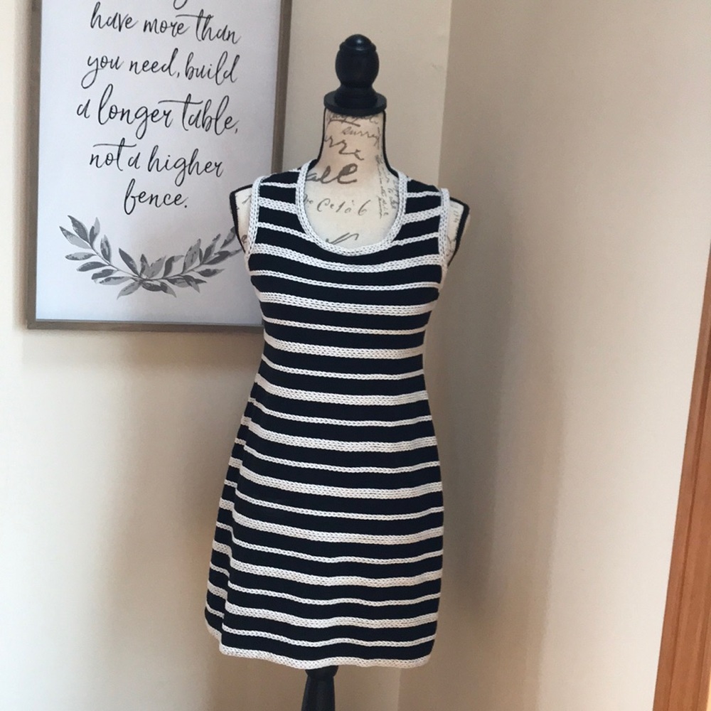 Max Studio Black and Cream Stripe Dress